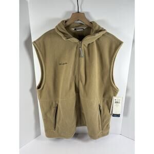 Columbia Fleece Vest Mens XL Tan Full Zip Outdoor Hiking Jacket